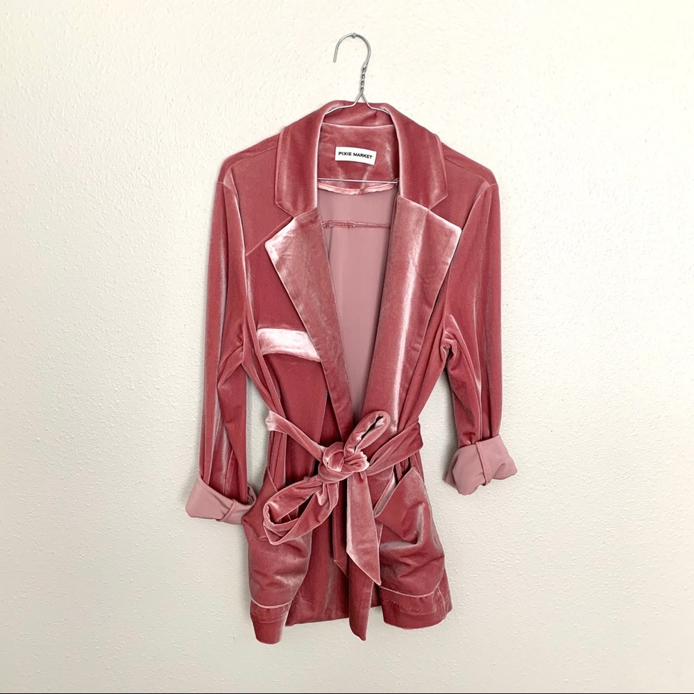 Pixie Market Pink Velvet Jacket - Picture 2 of 8
